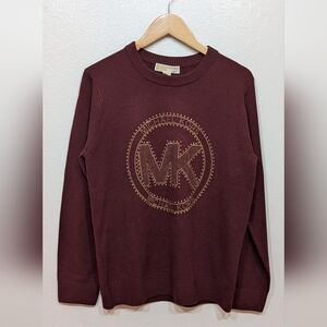 Michael Kors Burgundy Sweater with Gold Logo